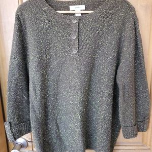 CJ Banks open knit brown and green sweater